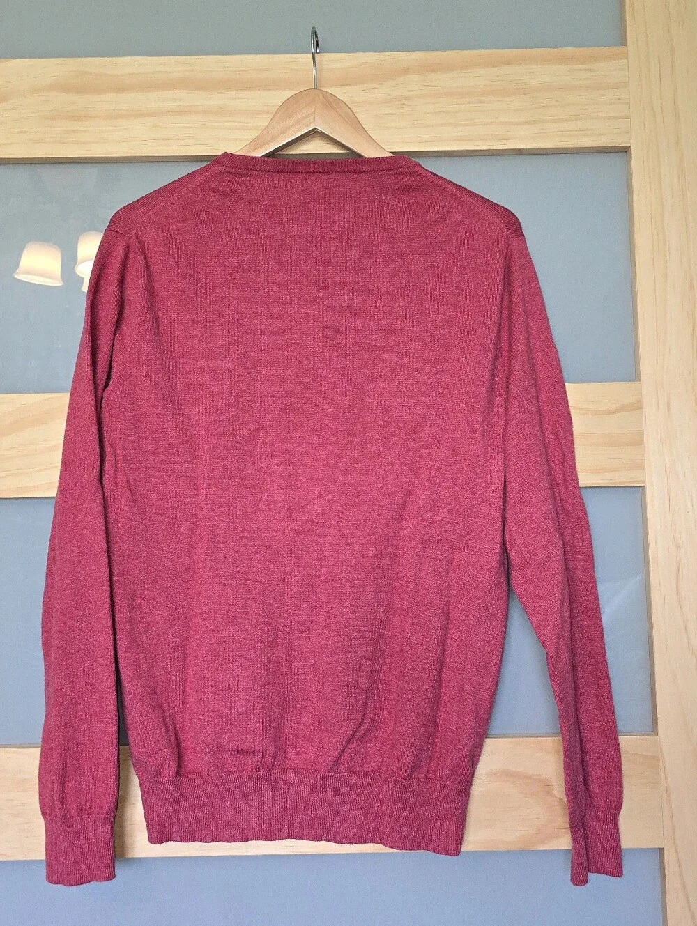 J. Crew Men’s Crewneck Merino Wool/Cotton Blend Sweater. Heathered Burgundy Red.